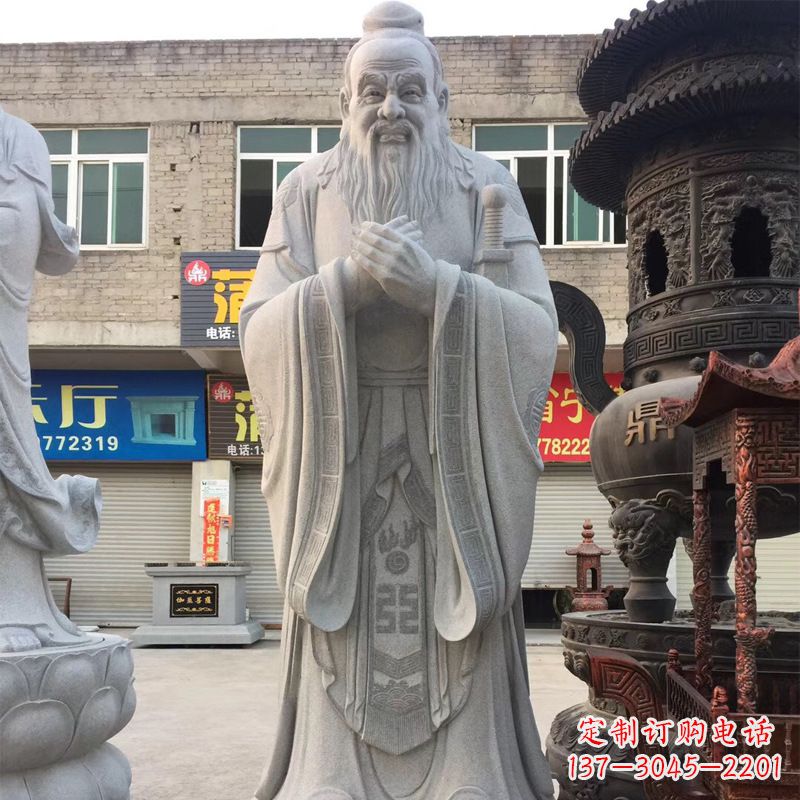 泉州传承古典,精美绝伦的孔子石雕头像