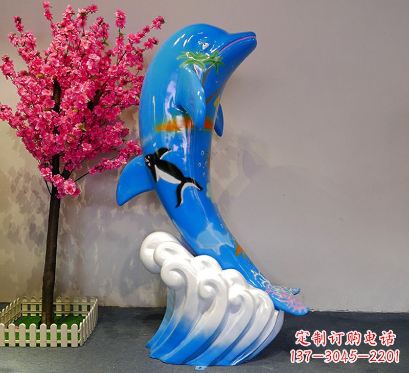 泉州蓝色海豚彩绘雕塑,装点您的园林景观
