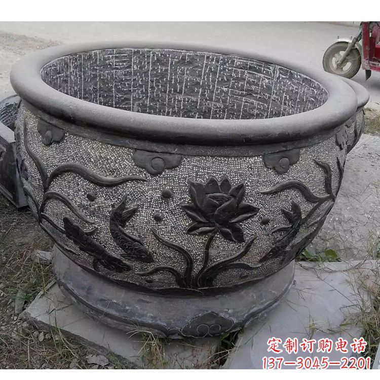 泉州传统宁波老青石水缸雕塑
