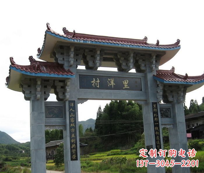 泉州艺术精品-里洋村三门牌坊石雕