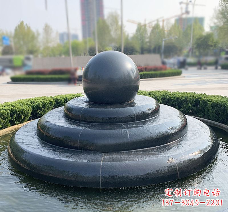 泉州临沂石雕风水球喷泉,雕塑定制专属于您