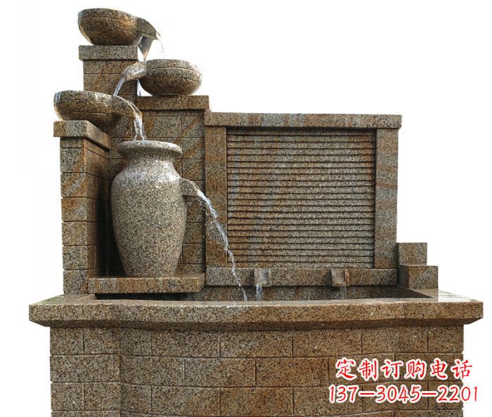 泉州流水罐子水槽庭院流水摆件石雕 (2)