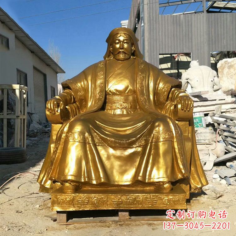 泉州鎏金成吉思汗铜雕-中国历史伟人古代著名人物雕像