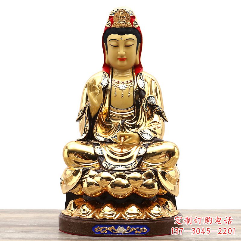 泉州鎏金观世音菩萨纯铜雕塑