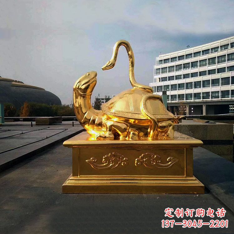 泉州鎏金上古神兽玄武动物铜雕塑