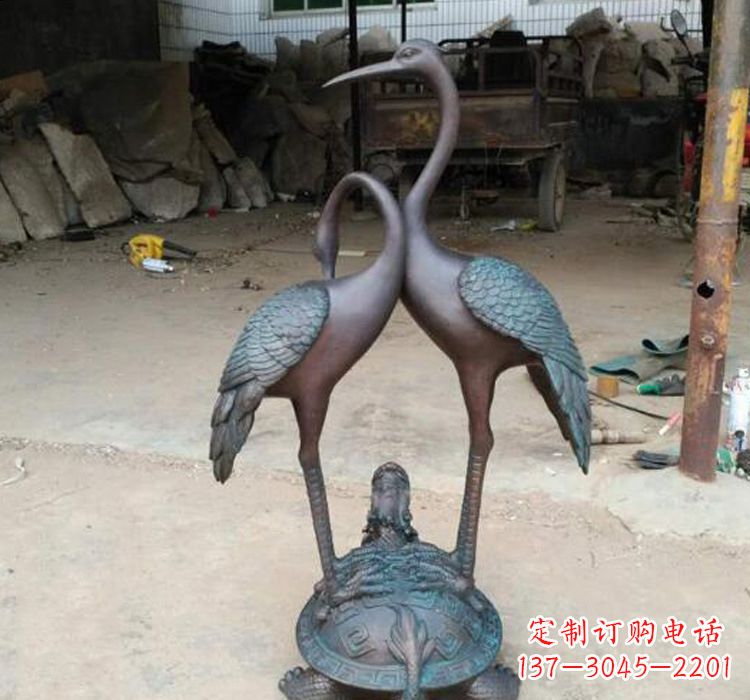泉州龙龟仙鹤铜雕_龟鹤延年雕塑