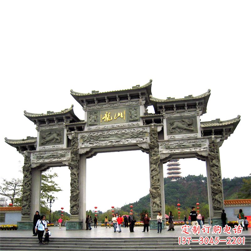 泉州龙山景区大型石头雕塑牌楼,定制之选