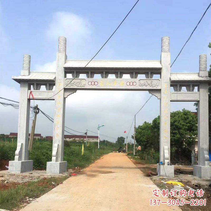 泉州路口三间四柱无楼石牌坊雕塑制作