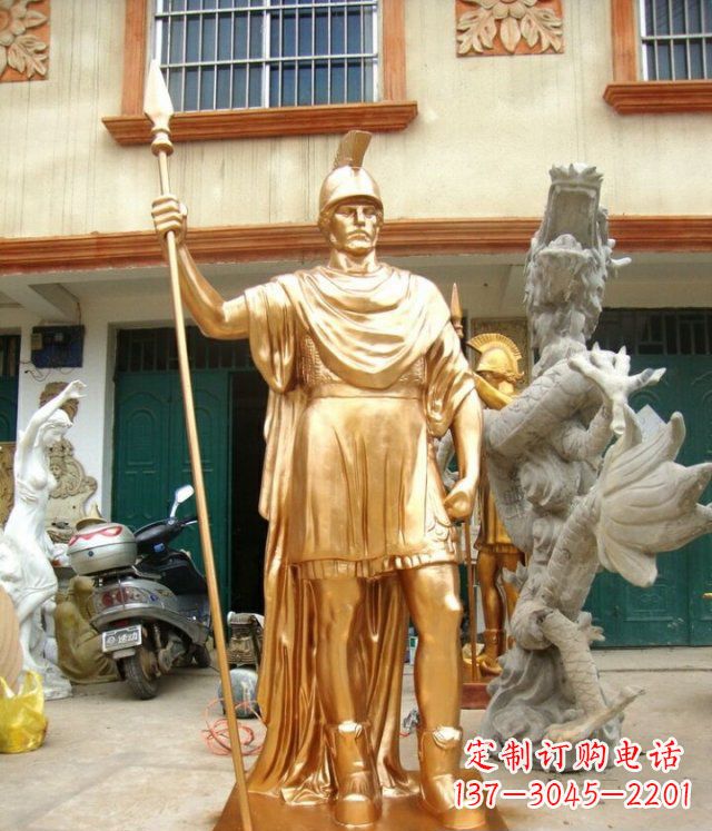 泉州罗马勇士玻璃钢仿铜马雕塑