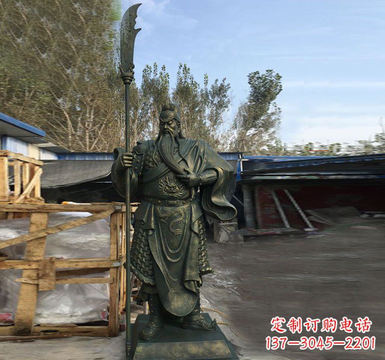泉州捋胡须的关公铜雕