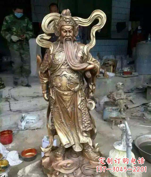 泉州捋胡子的关公古代人物铜雕