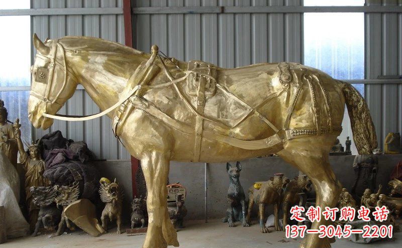 泉州中领雕塑:马拉车铜雕动物精华雕塑