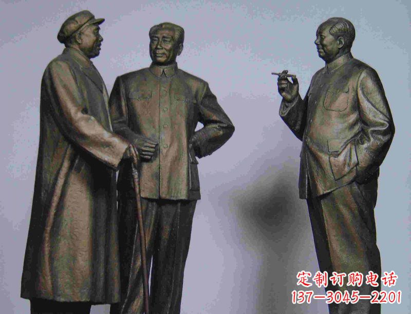 泉州标题:伟人朱德毛主席铜雕——传承毛主席精神