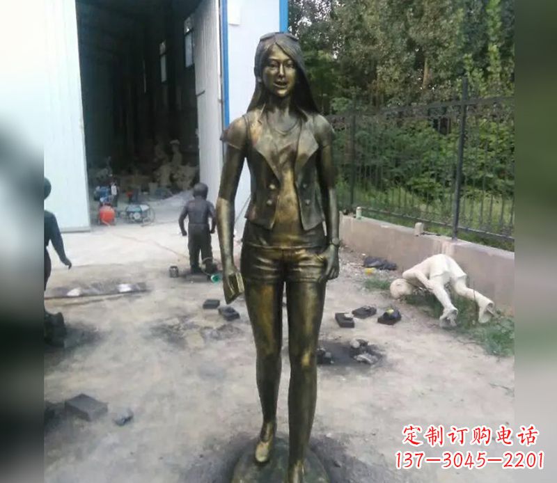泉州美女人物铜雕