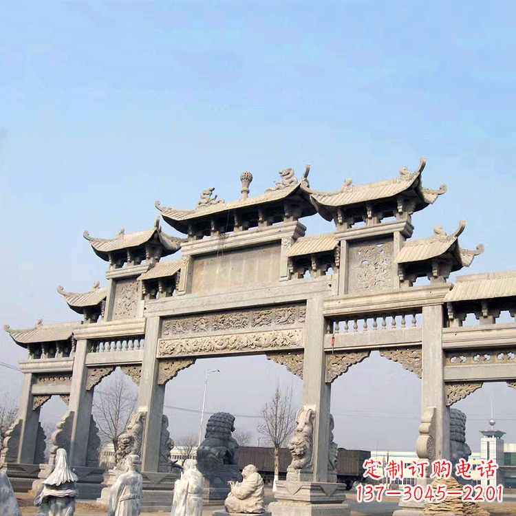 泉州精美牌坊石雕造型精致大气