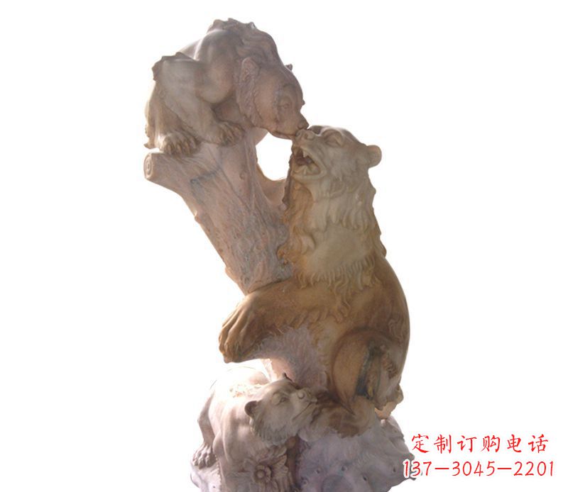 泉州母子狗熊石雕公园动物雕塑