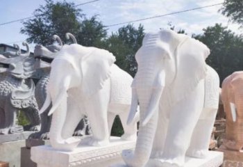 泉州汉白玉雕刻大象，缔造独特企业装饰