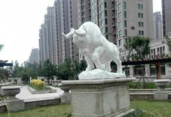 泉州汉白玉开荒牛小区园林动物石雕