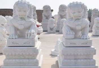 泉州汉白玉看门狮子雕塑