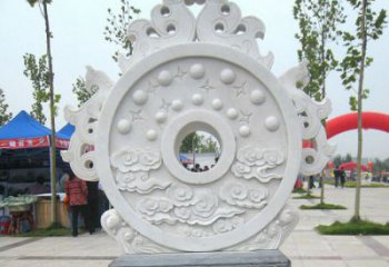 泉州精雕细琢汉白玉双龙石门墩雕塑