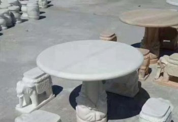 泉州百变汉白玉圆形石桌凳，让家居更具格调