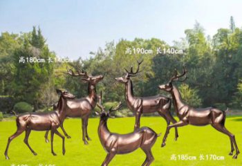 泉州红铜鹿精美雕塑，立体栩栩如生