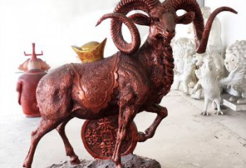 泉州红阳开泰精美的缅甸铜山羊雕塑