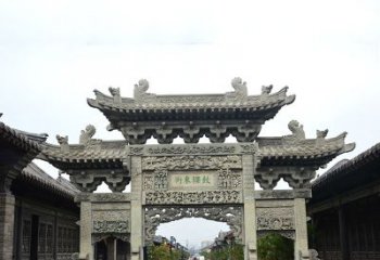 泉州特色街道三门石雕牌楼雕塑