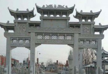 泉州三门牌坊石雕，精美汉风石雕装饰景区