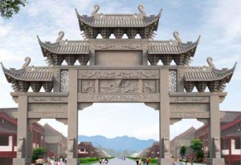泉州景区三门石雕牌楼——精美雕塑定制