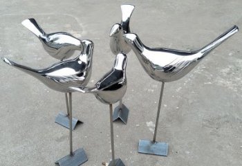 泉州全新设计，优雅帅气的不锈钢鸽子草坪雕塑