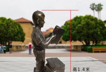 泉州铜雕少年，看书的小男孩雕塑
