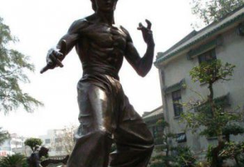 泉州忠实再现李小龙公园名人铜雕