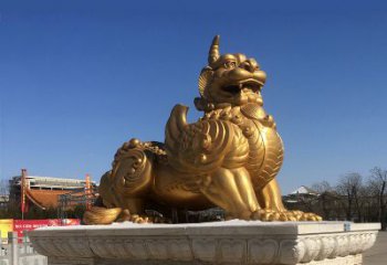 泉州鎏金铜獬豸雕塑-给您的园林更多灵魂