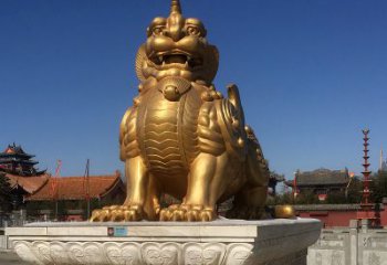 泉州鎏金獬豸铜雕，为您提供精美的景观雕塑