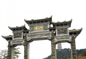 泉州龙山景区大型石头雕塑牌楼，定制之选