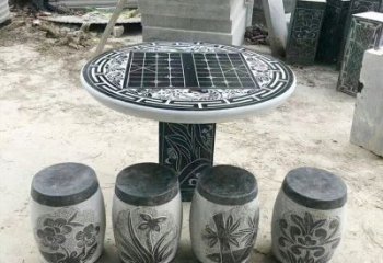 泉州精美梅兰竹菊形石桌凳，无与伦比的艺术美感