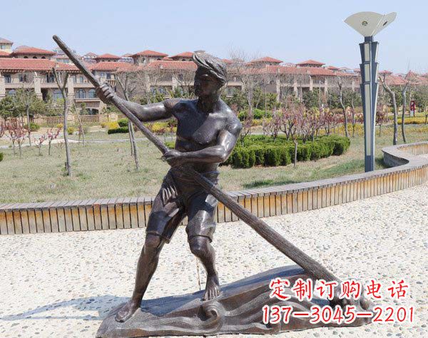 泉州男子划船铜雕塑