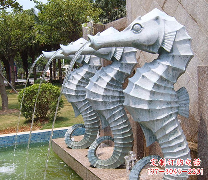 泉州喷水海马石雕,精致美观的精灵马雕塑