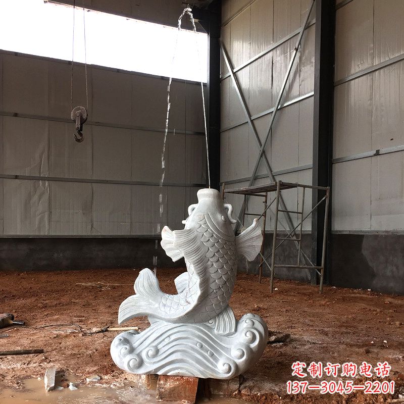 泉州汉白玉石鲤鱼雕塑,让你的梦想成真!