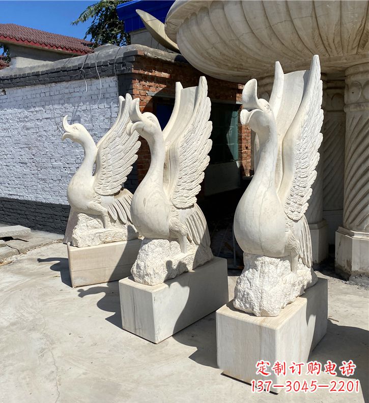 泉州喷水天鹅大理石公园水景动物雕塑