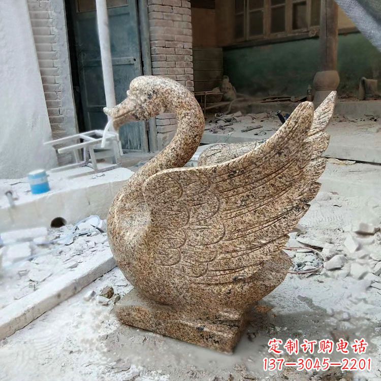 泉州应用天鹅花岗岩制作的喷水雕塑