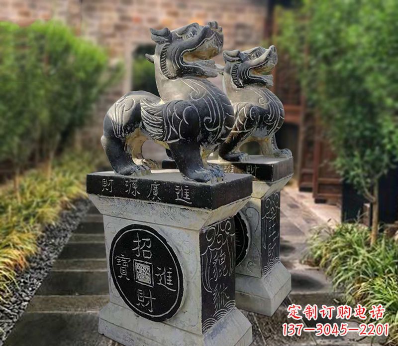 泉州貔貅石雕小区看门雕塑