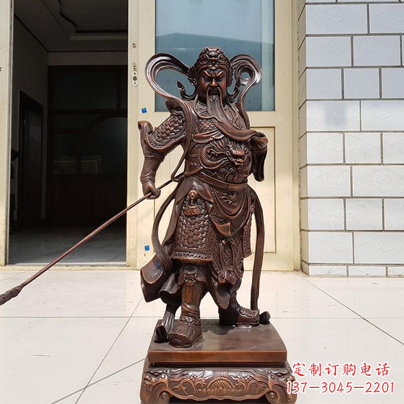 泉州唯美古典风格关公铜雕像