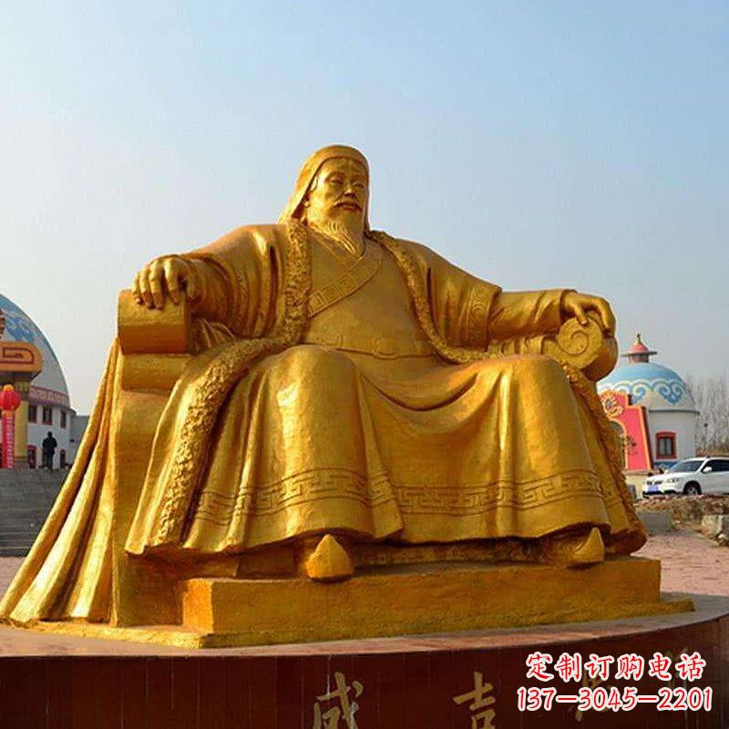 泉州雕刻古代传奇军事家成吉思汗铜雕像