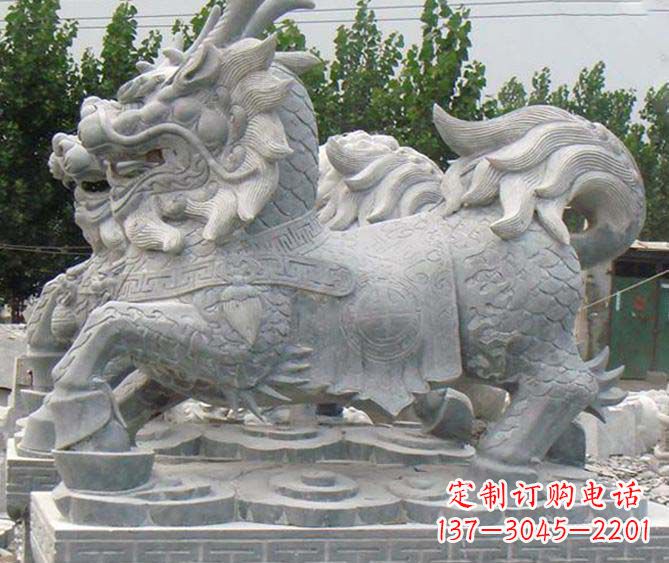 泉州古典麒麟招财神兽石雕,传承古典非凡财富之美
