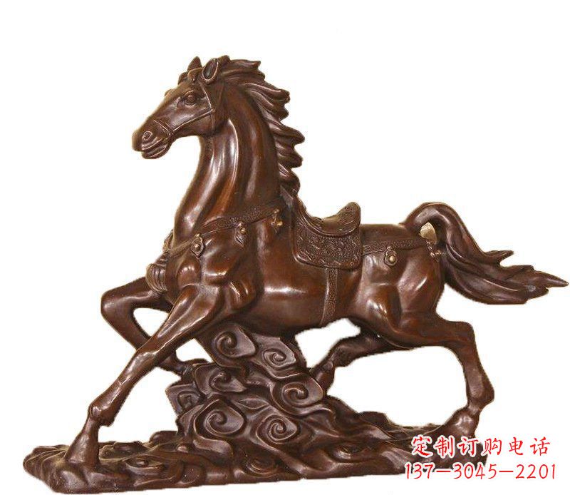泉州企业办公招财动物马玻璃钢仿铜摆件