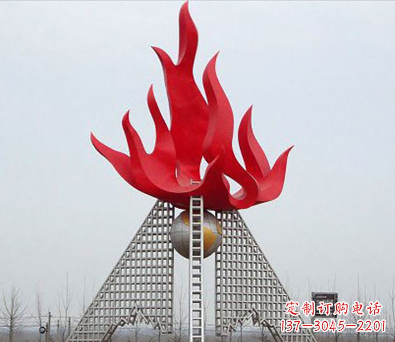 泉州金色火苗-优雅华贵的不锈钢景观雕塑