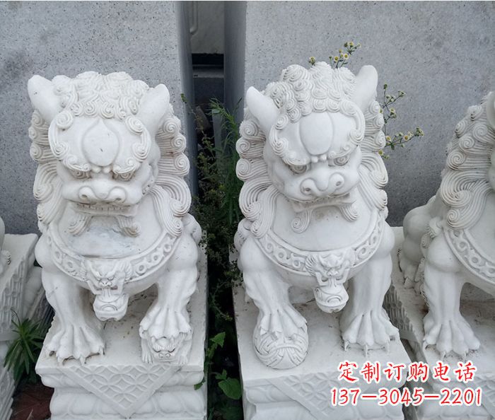 泉州企业景观大理石狮子石雕 (5)