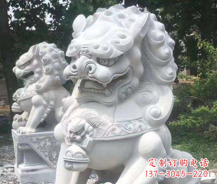 泉州企业景观大理石狮子石雕 (4)
